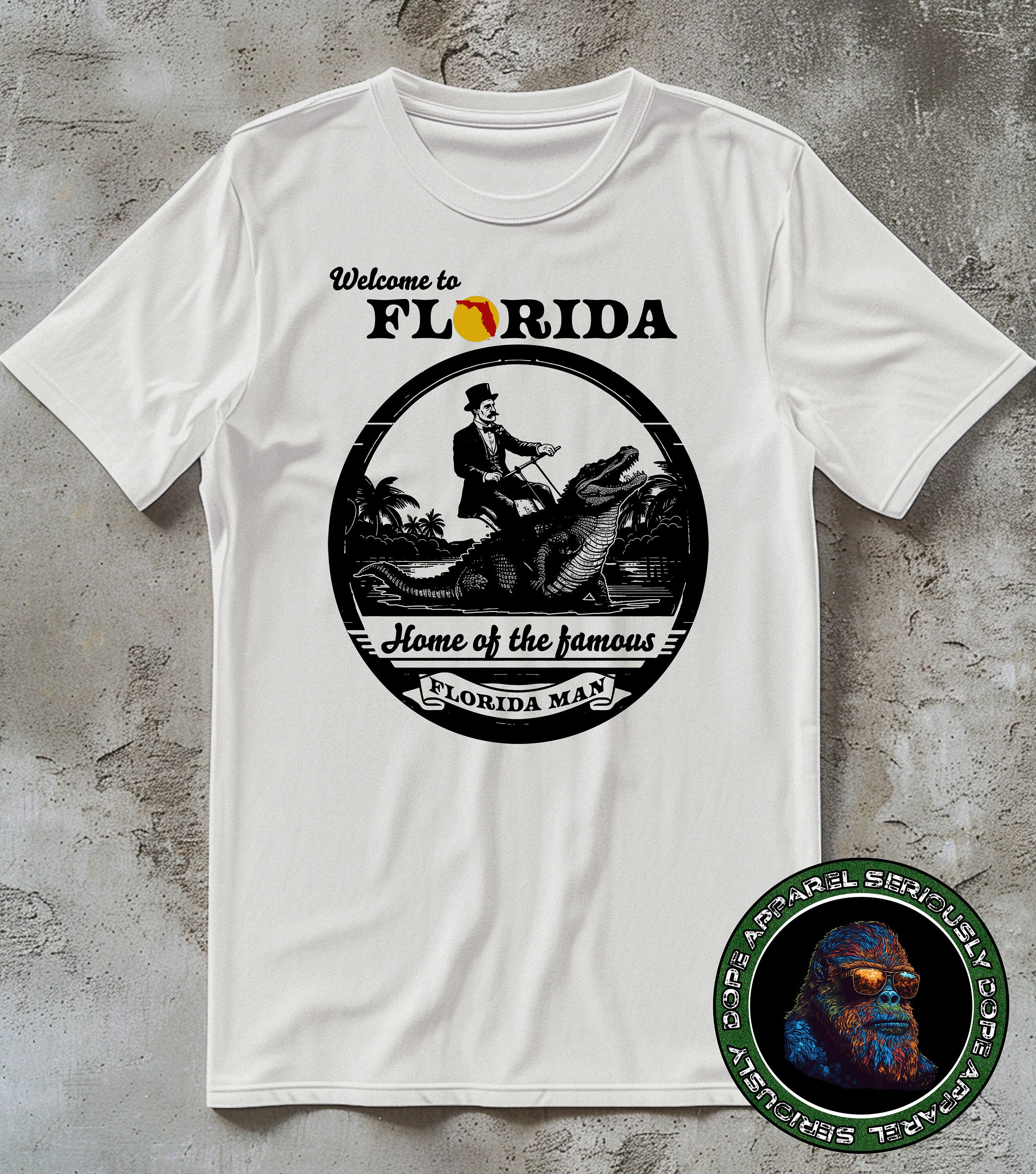 Florida Man T-Shirt Man Riding Alligator Shirt Funny Unisex Florida Tee Vintage Souvenir Cool Retro Gator TShirt