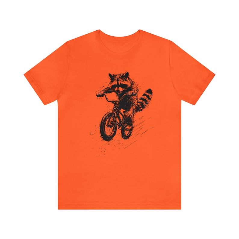 Maglietta con procione, Maglietta divertente con animali, Maglietta divertente con procione, Maglietta per amanti degli animali, Maglietta divertente con animali, Regalo per amanti degli animali, Regalo per ciclisti Orange