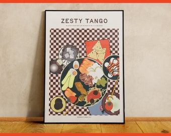 Zesty Tango Contemporary Art Kitchen Art Print Girl Dinner for the Gurls and Foodies Maximalist Aesthetic