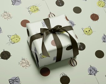 Cat Gift Wrap Christmas Wrapping Paper Cat Wrapping Paper Cat Lady Kitten Cat Christmas Holiday Gift Wrap Roll Design Neon gift wrap