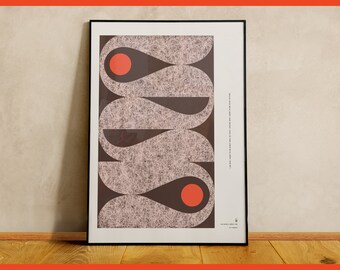 Abstract Curves and Dots Art Print - Modern Maximalist Home Decor - Bold and Colorful Wall Art - Pink and Wine - Matisse Inspired