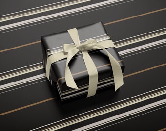 Wrapping Paper Black Stripes Designer Gift Wrap Black Christmas Sheet Set