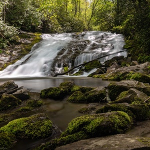 Waterfall in North Carolina Print / Waterfall Nature Print / Great Smokey Mountains Art / Long Exposure Photography
