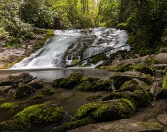 Waterfall in North Carolina Print / Waterfall Nature Print / Great Smokey Mountains Art / Long Exposure Photography