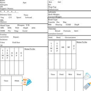 Hoja de informe digital de madre/bebé (posparto)