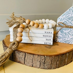 Neutral Wood Bead Garland, Mini Scoop Garland for Canisters