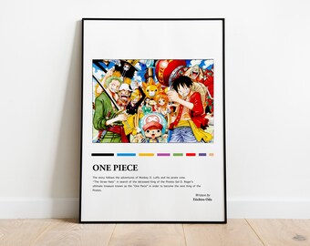 One Piece Poster, Minimalist Anime Poster, Retro Vintage Art Print