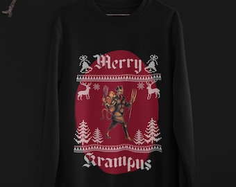 Merry Krampus Ugly Christmas Sweater / Unisex Heavy Blend Crewneck Sweatshirt