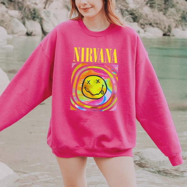 Nirvana Sweatshirt Pink Etsy
