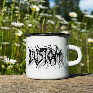 Heavy Metal custom Mug/ Bespoke Personalised Death Metal Gift /Enamel Camp Cup