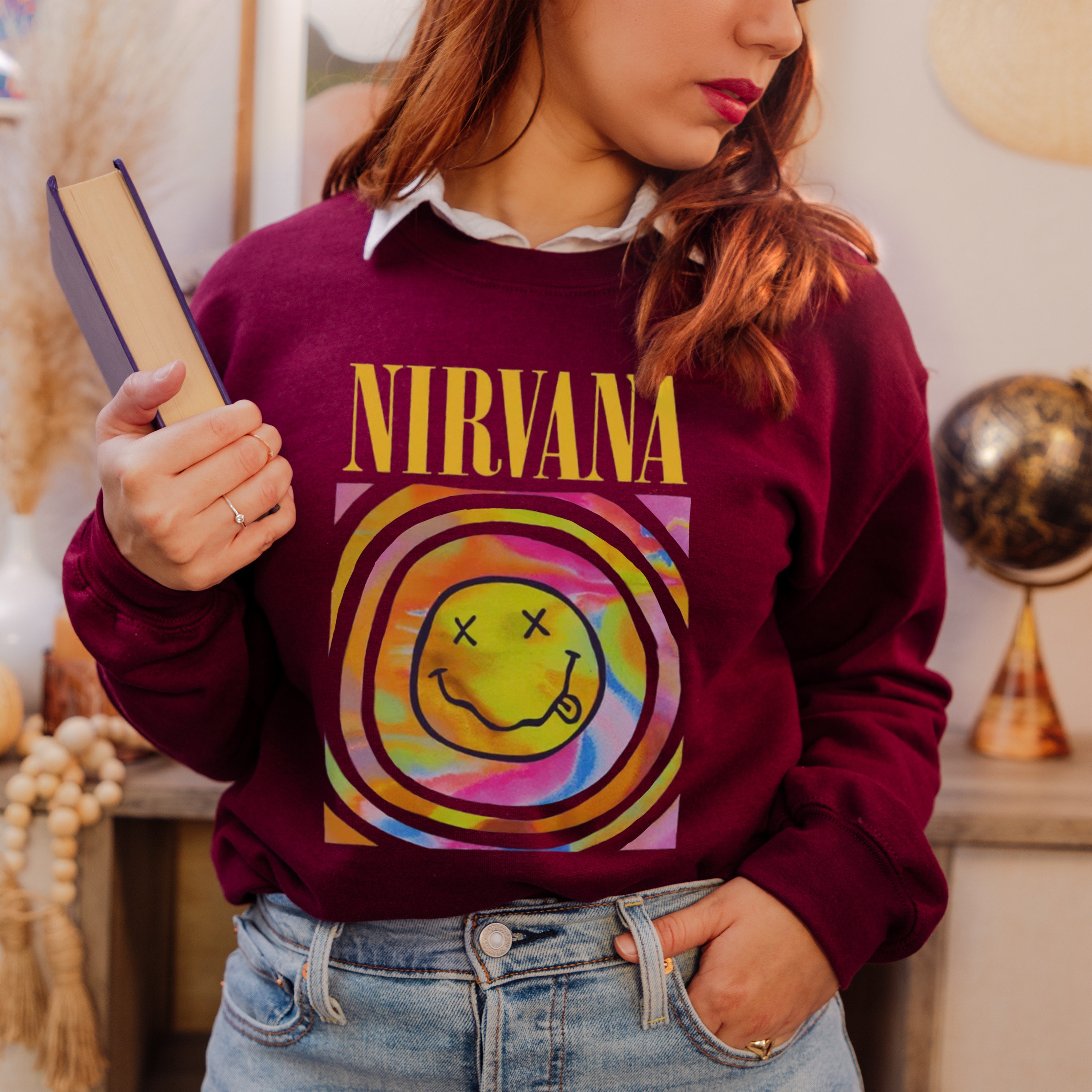 Nirvana pink sweatshirt urban outfitters sale