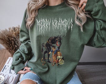 Merry Krampus Ugly Christmas Sweater / Unisex Heavy Blend Crewneck Sweatshirt