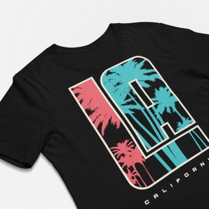 Unisex LA California T-Shirt, Los Angeles Tee, Large, Black, Classic fit, Los Angeles Primetime