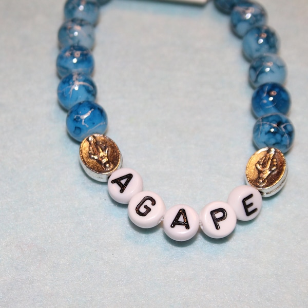 Beaded "Agape" or "Blessed" beaded bracelet