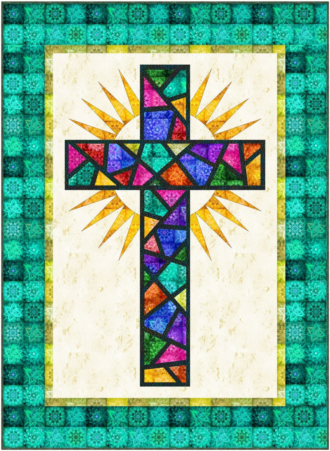 STAINED GLASS CROSS Quilt Pattern Etsy
