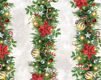All-American Christmas: DECK the HALLS WHITE Fabric (1/2 yd)
