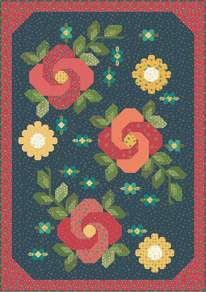Midnight Rose Garden Quilt Pattern by Heather Peterson Etsy