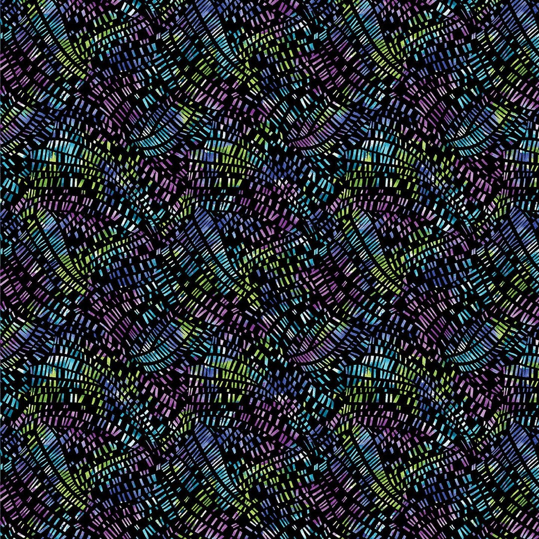 Go With the Flow: MOSAIC FLOW Black/multi Fabric (1/2 Yd) - Etsy