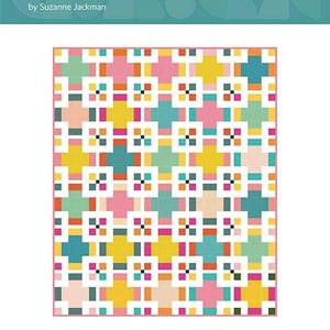May include: A colorful quilt pattern titled "Frankie" by Suzanne Jackman. The design features a grid of squares in various colors including pink, yellow, teal, and white. The "splendid speck" logo is at the bottom.