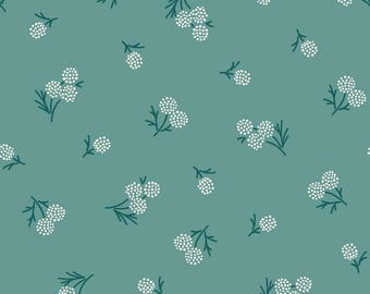 Holiday Stitches: STICTCHED BERRIES Lt. GREEN Fabric by Maywood Studios (1/2 yd)