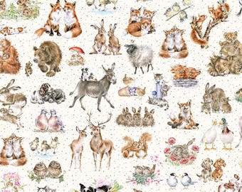 Together is Better: ONEWAY PACKED ANIMALS fabric by Hannah Dale (1/2 yd.)
