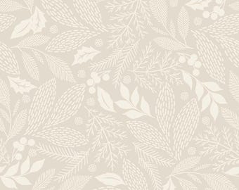Holiday Stitches: STICTCHED EVERGREEN CREAM Fabric by Maywood Studios (1/2 yd)