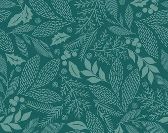 Holiday Stitches: STICTCHED EVERGREEN GREEN Fabric by Maywood Studios (1/2 yd)