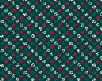 Holiday Stitches: BERRIES - GREEN Fabric by Maywood Studios (1/2 yd)