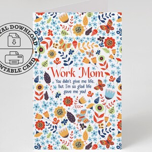 Arbeit Mama Geschenk Arbeit Mutter Karte zum Muttertag Geschenk für Arbeit Mama Sofortiger Download druckbare Karte für Mitarbeiter Mama Blumendesign DIY Postkarte