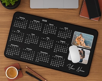 Custom 2026 Calendar Desk Mat With Photos: Personalized Office Employee Gifts