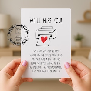 Funny Printable Farewell Card for Coworker We’ll Miss You Instant Download Last Minute Office Goodbye Digital Leaving Gift Going Away Card