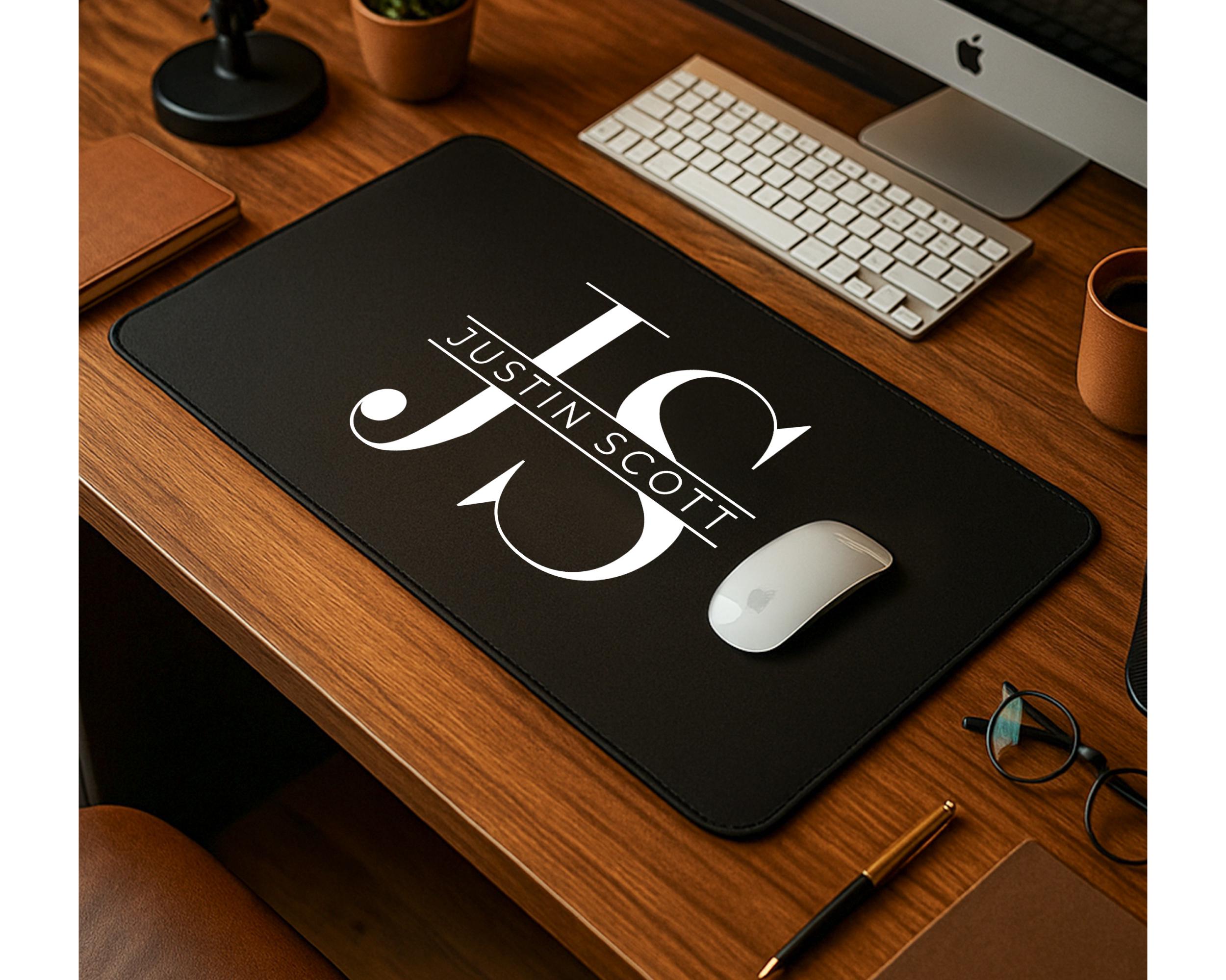 Desk Mat Custom Mouse Pad Monogram Elegant Office Decor, Personalized ...