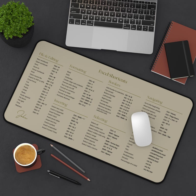 Excel Cheat Sheet Desk Mat - Etsy