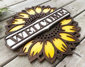 Sunflower Hanging Welcome  Sign