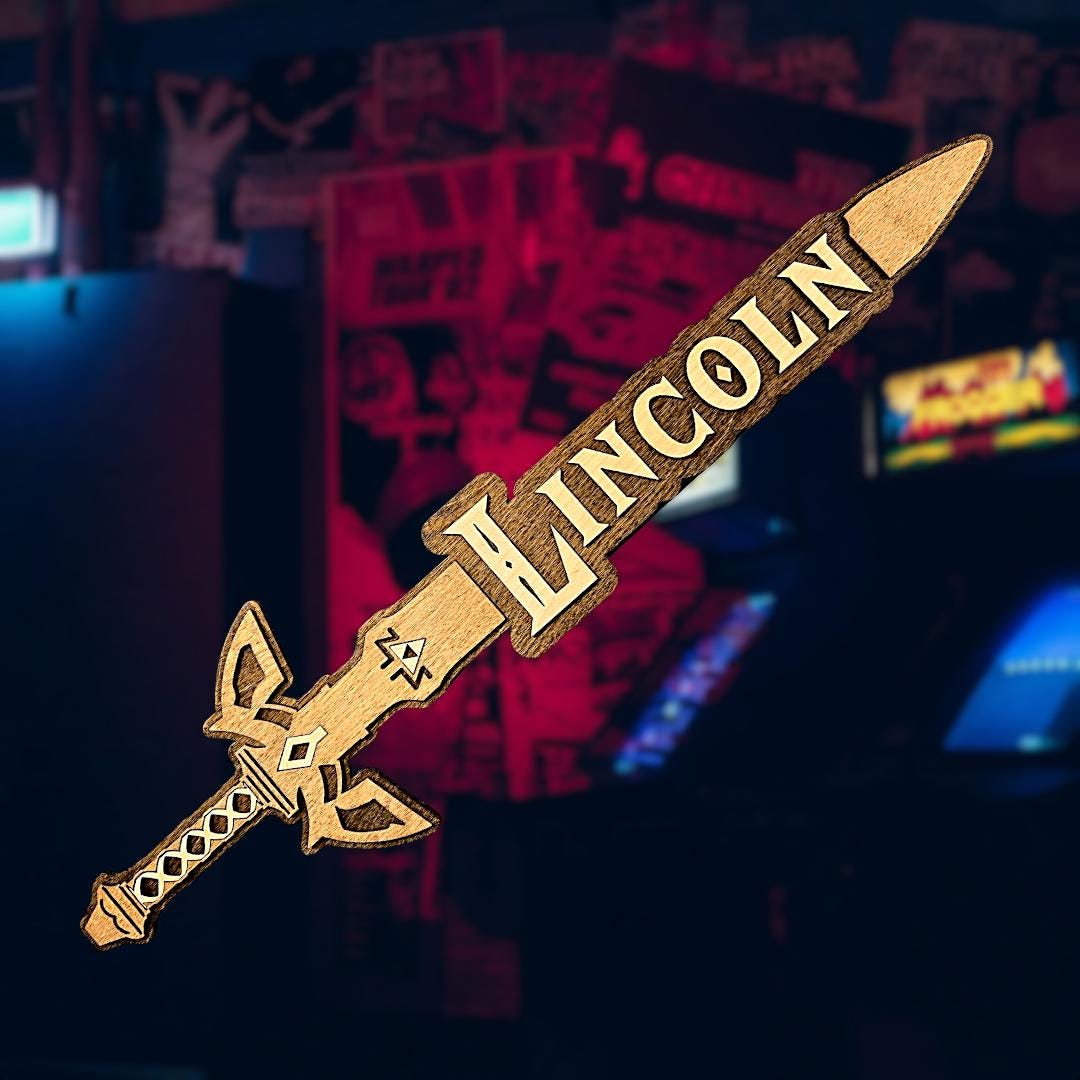 Customized Legend of Zelda Master Sword, Zelda decor, Zelda Wall Art, Game Room decor, Nintendo Zelda, Personalized Gift, Custom Name Sign