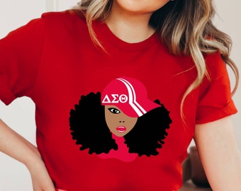 Delta Sigma Theta Sorority Shirt - Delta Girl with Hat - Black History Month Support - Greek T-Shirt