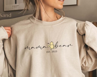 Personalized Sweatshirt, Mama Bear, Winnie The Pooh Sweater, New Mother, Custom Gift for Mom, Mothers Day Gifts, Baby Shower Gift For Her!