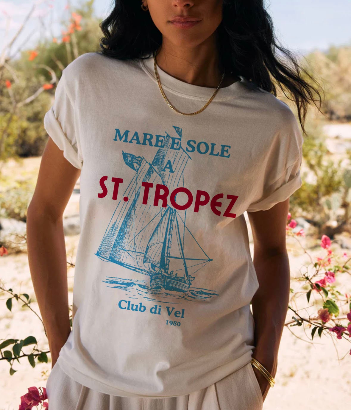 【Saudade Club】Boat tee St. Tropez Sailing Club T-shirt, Vintage Nautical Fashion