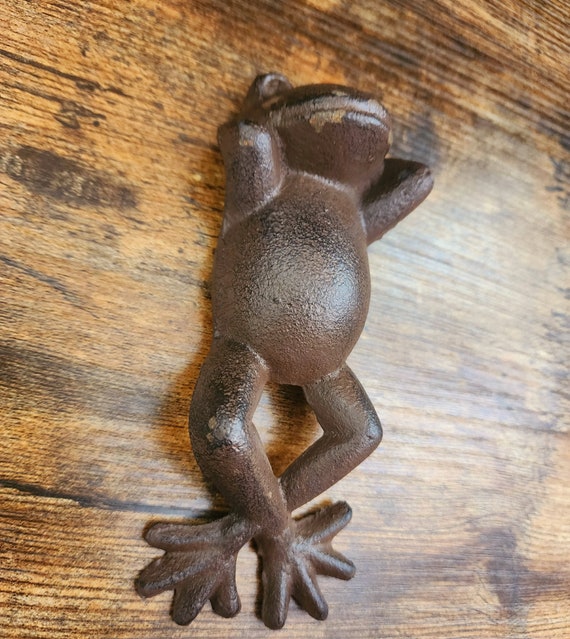 Vintage Cast Iron Sleeping Frog Decor Figure