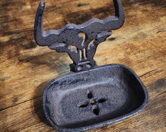 Cast Iron Vintage Bull Soap Dish Rustic