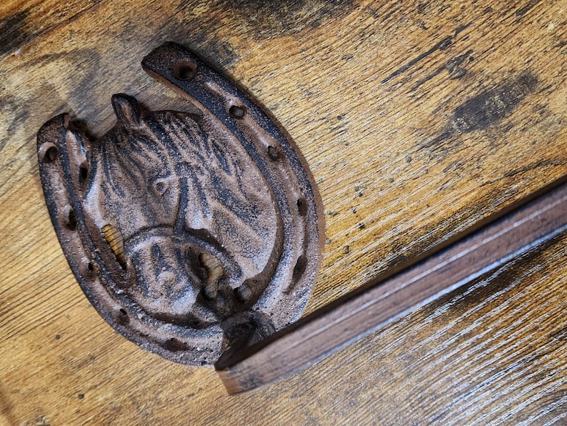 Horseshoe Towel Bar Rod Cast Iron Rustic Etsy