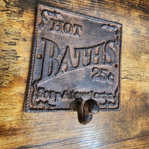 Hot baths Cast Iron Wall Plaque With Hook