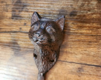 Vintage Cast Iron  Cat Face Wall Hook
