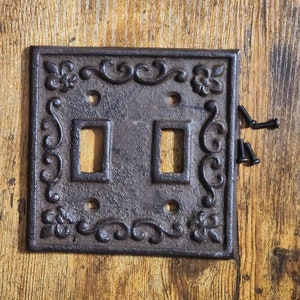 Vintage Double Switch Plate Cast Iron
