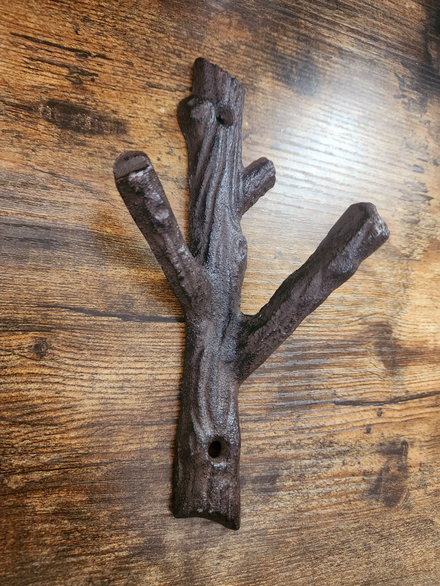 Small Tree Branch Wall Hook, Small Rustic Branch Hooks, Cast Iron Tree  Branch Double Hook 