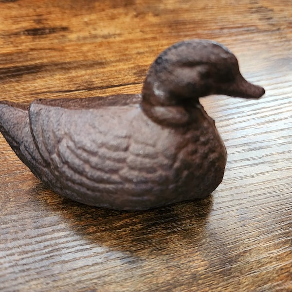 Vintage Cast Iron Duck Figurine Decor