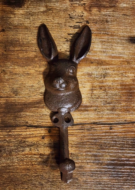 Vintage Rabbit Cast Iron Wall Hook Decor 