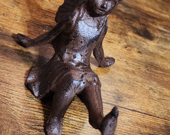 Vintage Cast Iron Fairy Figurine Decor