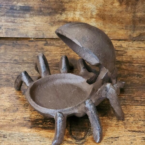 Vintage Cast Iron Spider Box Decor Rustic Brown