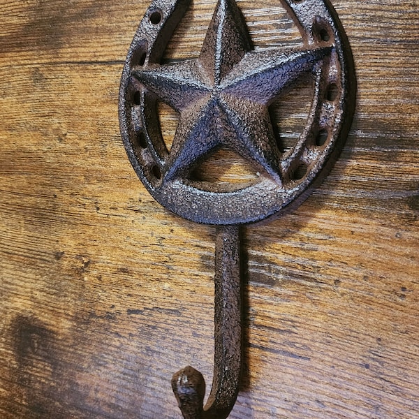 Vintage Horseshoe Star Cast Iron Wall Hook